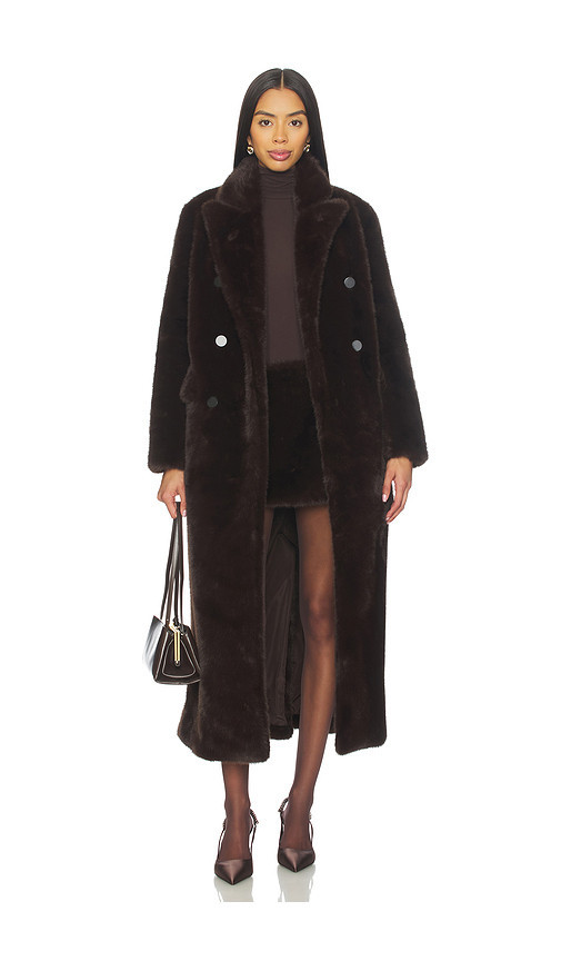 Susanna Chow Yvonne Faux Fur Coat in Chocolate. Taglia M. Also in L, S, XS. | Revolve Clothing (Global)