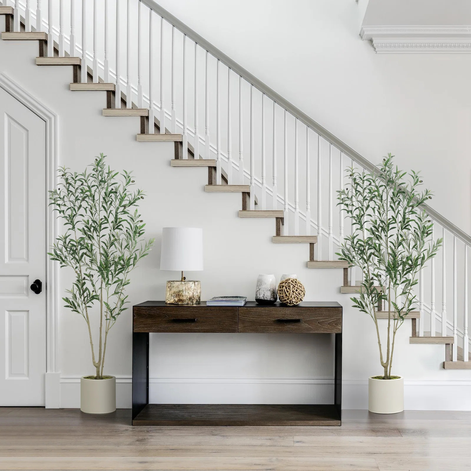 Primrue Lifelike Faux Olive Tree with White Planter – Realistic Artificial Olive Plant for Indo... | Wayfair North America