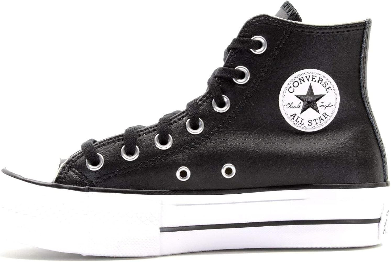 Amazon.com | Converse Women's Chuck Taylor All Star Lift Platform Leather High Top, Black/Black/W... | Amazon (US)