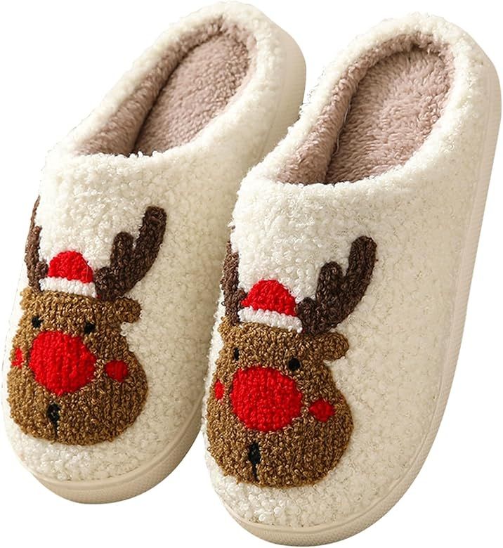 Manooby Christmas Reindeer Slippers for Women & Men,Cozy Santa Claus,Gingerbread Man,Christmas Tr... | Amazon (US)