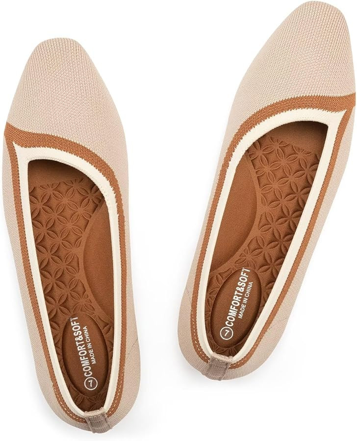 Frank Mully Women's Flats Square-Toe Washable Shoes Comfortable Knitted Ballerina Flat for Daily ... | Amazon (US)