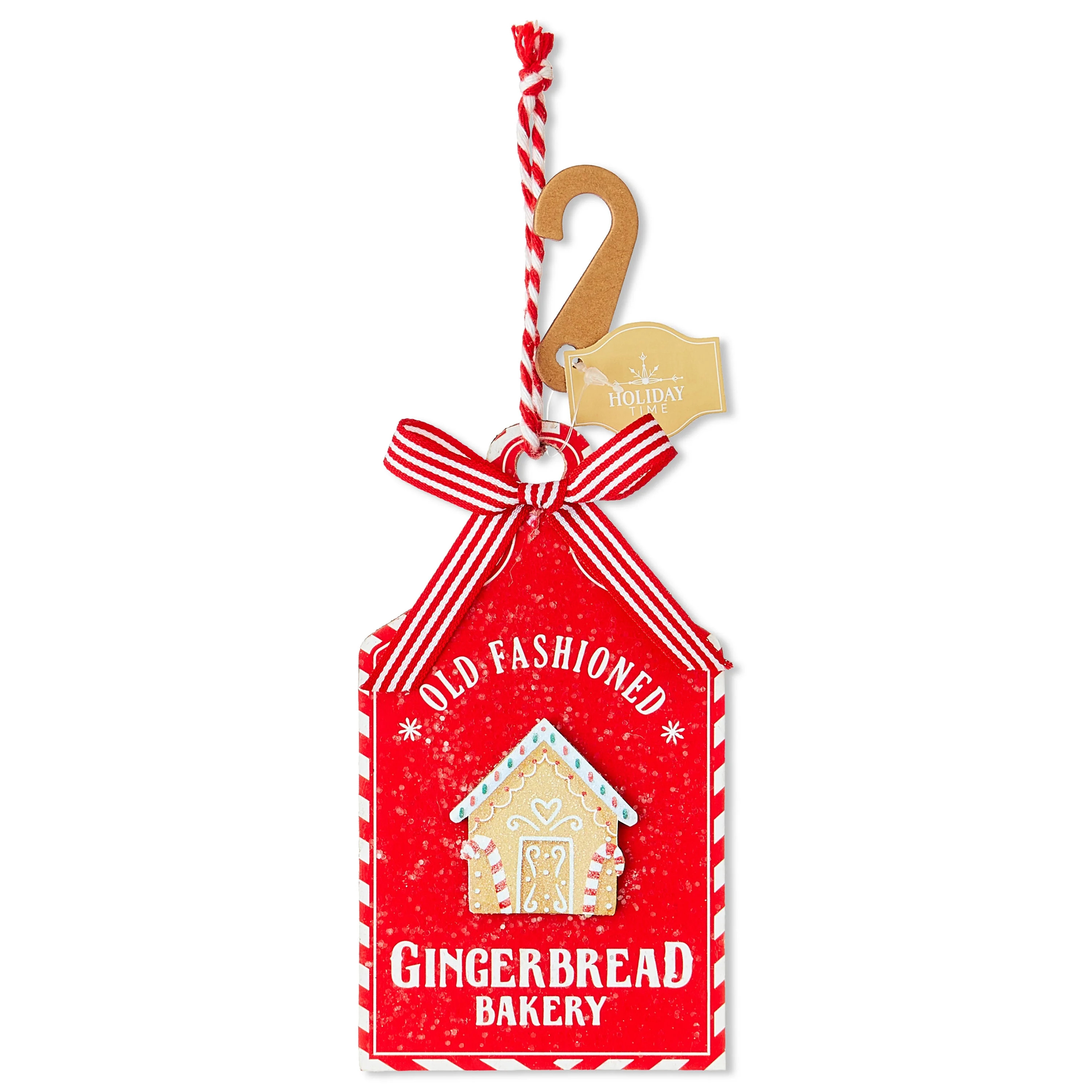 Red Wood Gingerbread Bakery Tag with Bow Christmas Ornament, 5.5", by Holiday Time | Walmart (US)