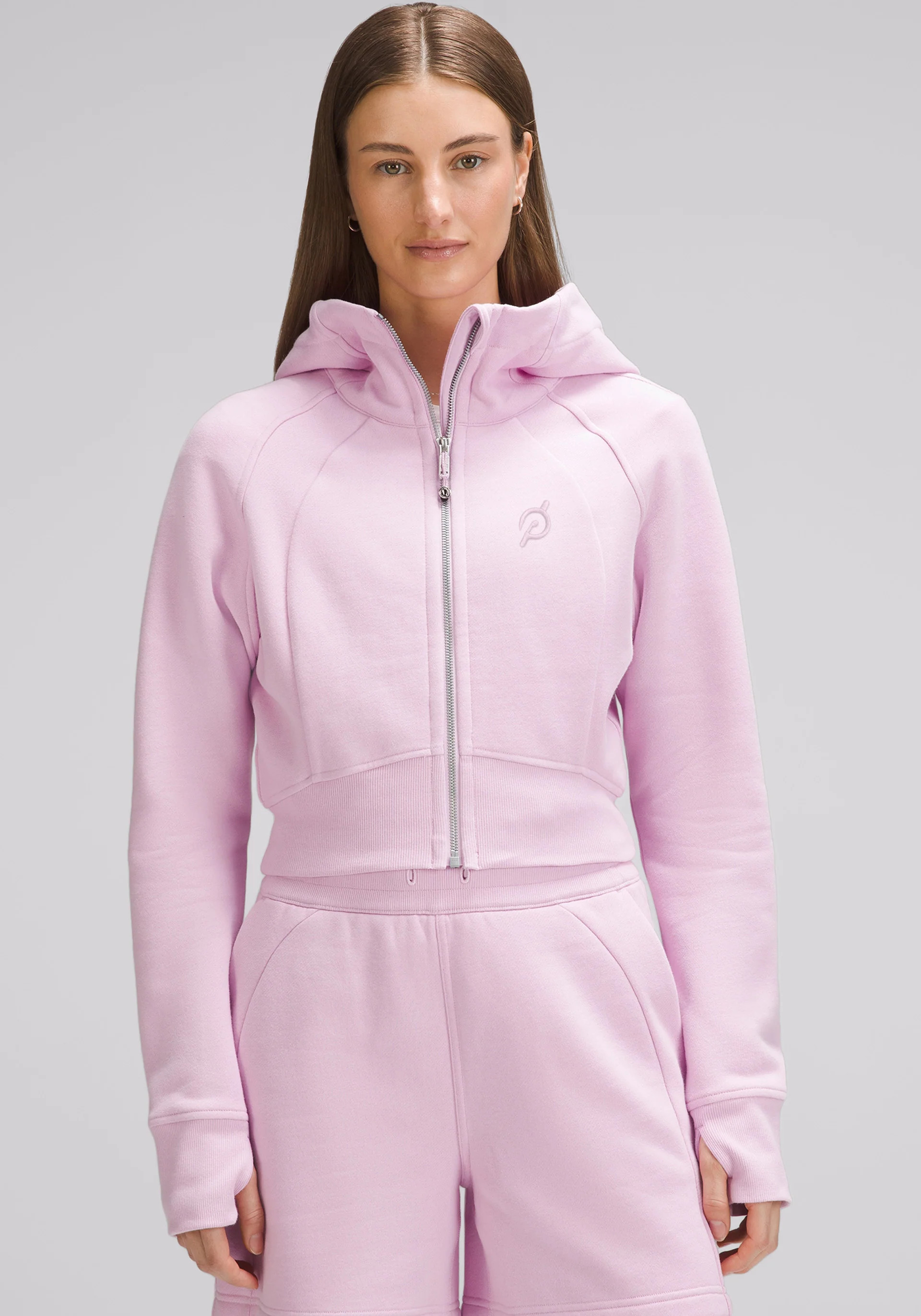 Peloton X Lululemon Women's Scuba Full-Zip Cropped Hoodie in Multi - Cycling Performance Apparel | Peloton Apparel