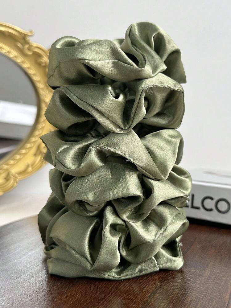 6pcs/20pcs Set Sage Green Satin Scrunchies, Simple & Elegant Hair Accessories Hair Ties Scrunchy ... | SHEIN