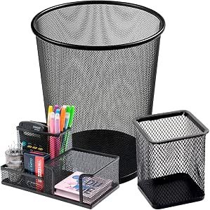 Porta Caneta E Lixeira de Metal Aramado Organizadores de Escritório Mesa Com Divisórias Para Cl... | Amazon (BR)