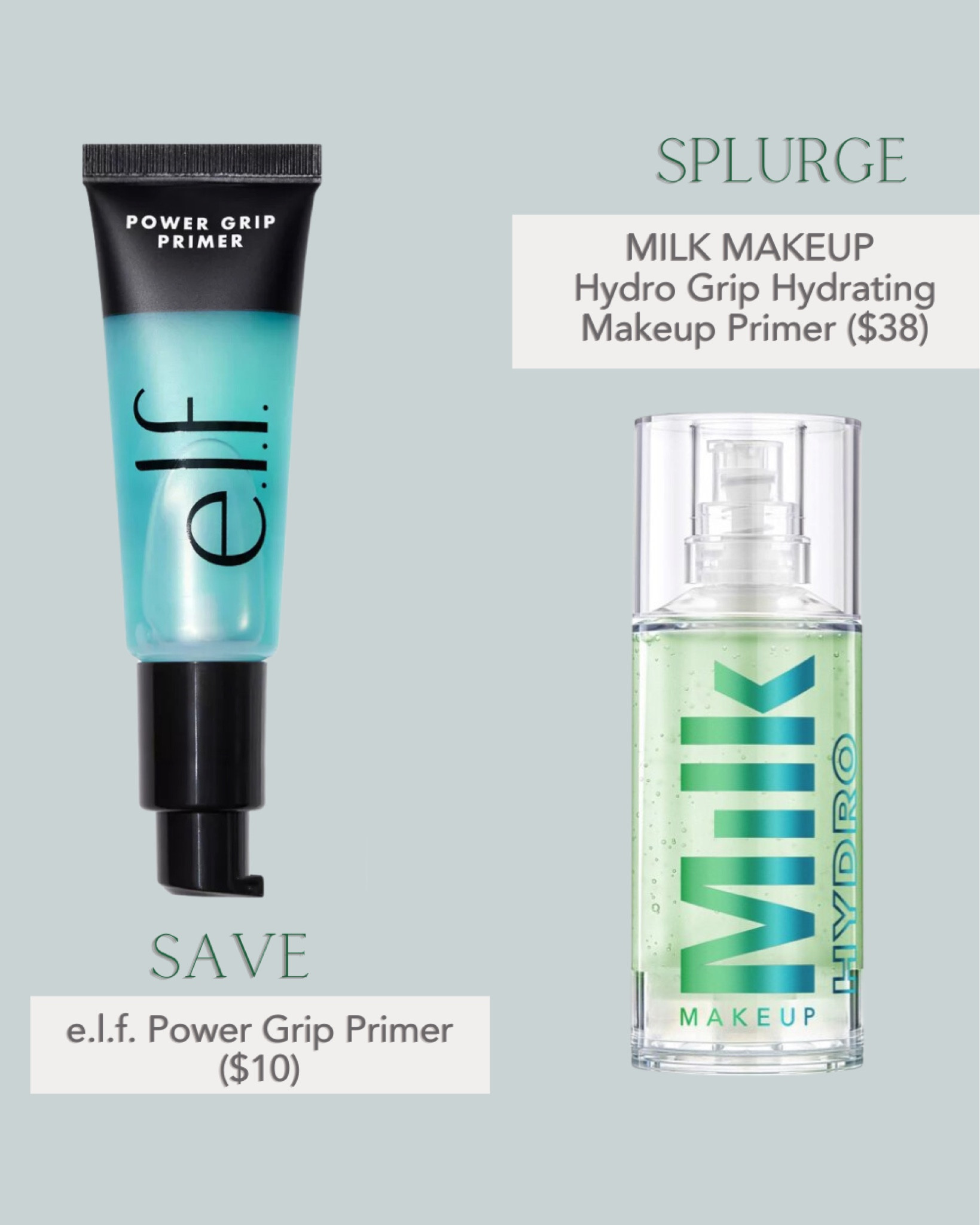 Milk Makeup Hydro Grip Hydrating Makeup Primer vs elf Power Grip Primer. Best grim primer makeup dupes with elf cosmetics 

#LTKFind #LTKbeauty