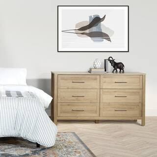 OSP Home Furnishings Stonebrook 6-Drawer 56.25 in. Horizontal Dresser in Canyon Oak Finish SK6DRD... | The Home Depot