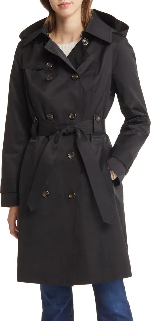 Belted Water Repellent Trench Coat with Removable Hood | Nordstrom