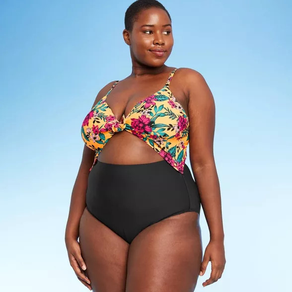 Women's Open Halter Tie One Piece Swimsuit - Sea Angel Floral | Target