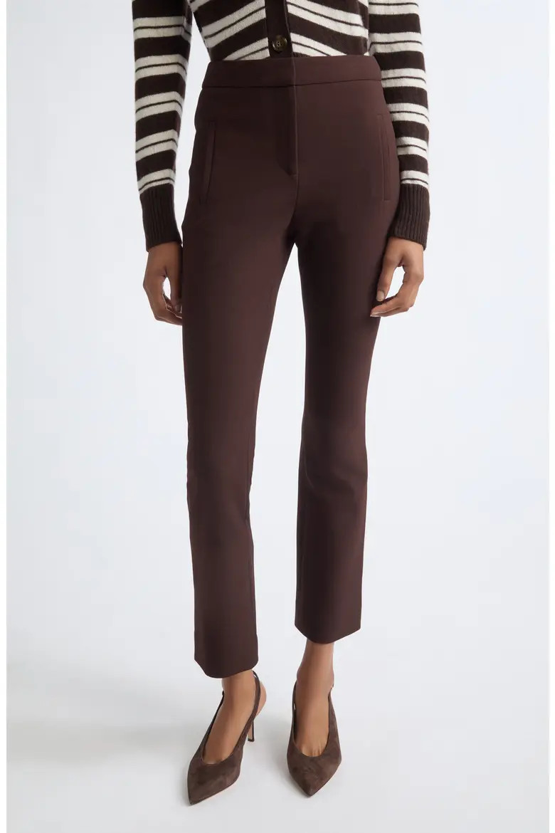 Veronica Beard Arte Wool Blend Crop Flare Pants in Espresso at Nordstrom, Size 0 | Nordstrom