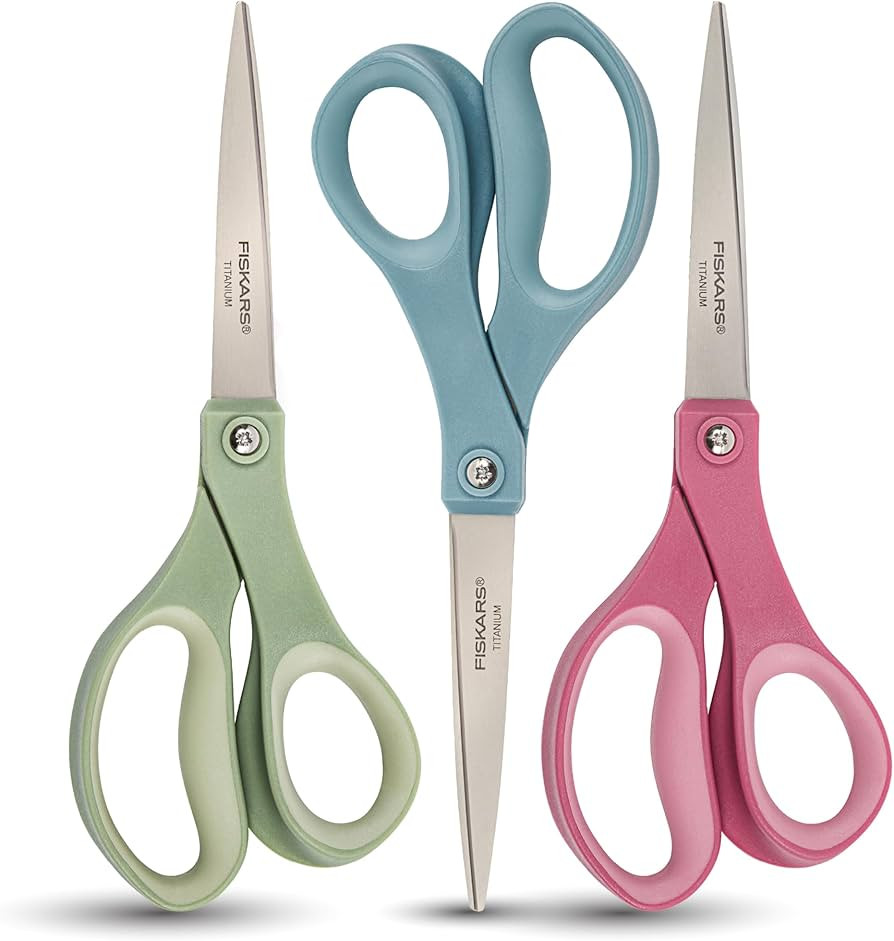 Fiskars SoftGrip Titanium Scissors - Contoured Performance All Purpose - 8" Titanium - Straight P... | Amazon (US)