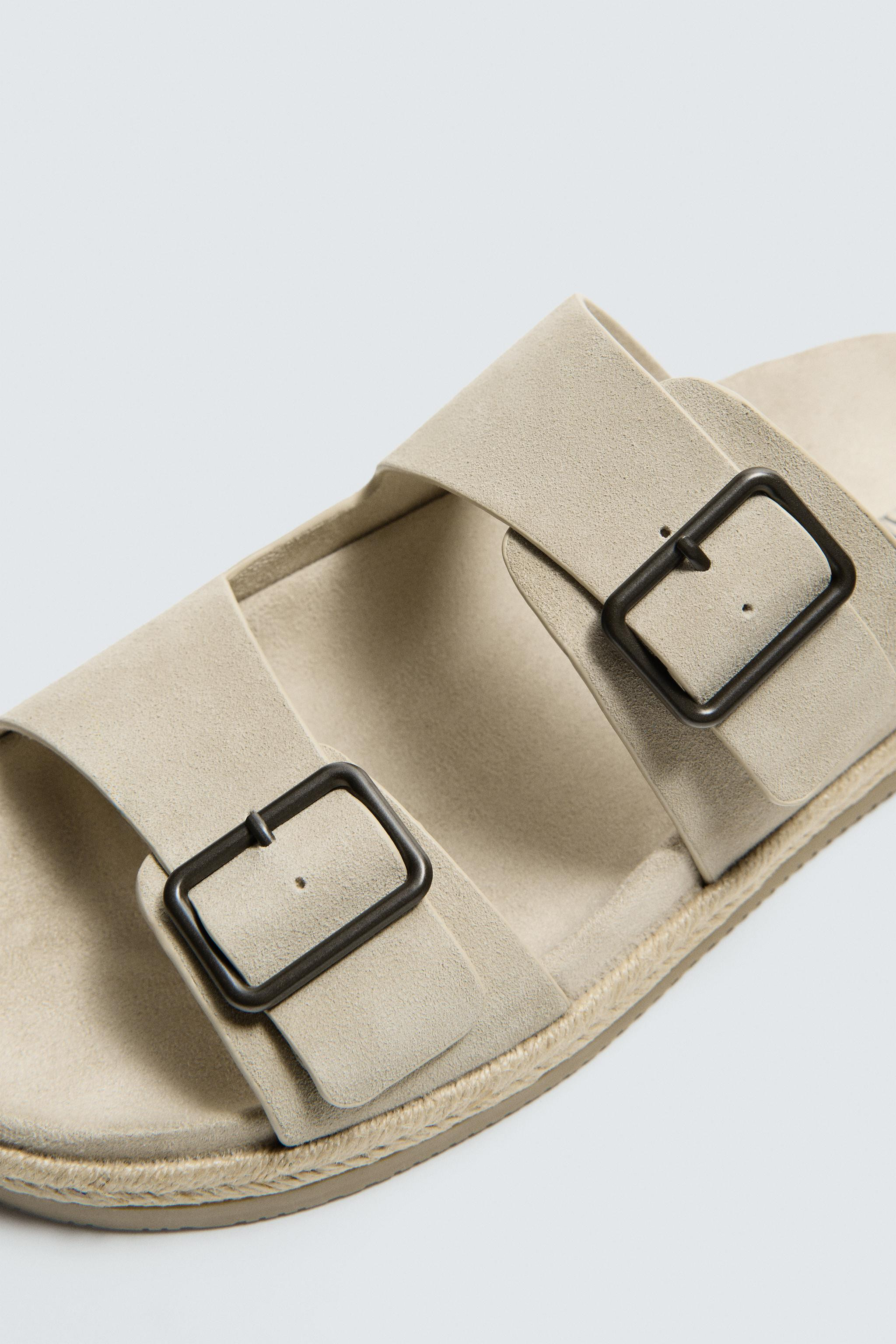 DOUBLE STRAP LEATHER SANDALS | Zara US