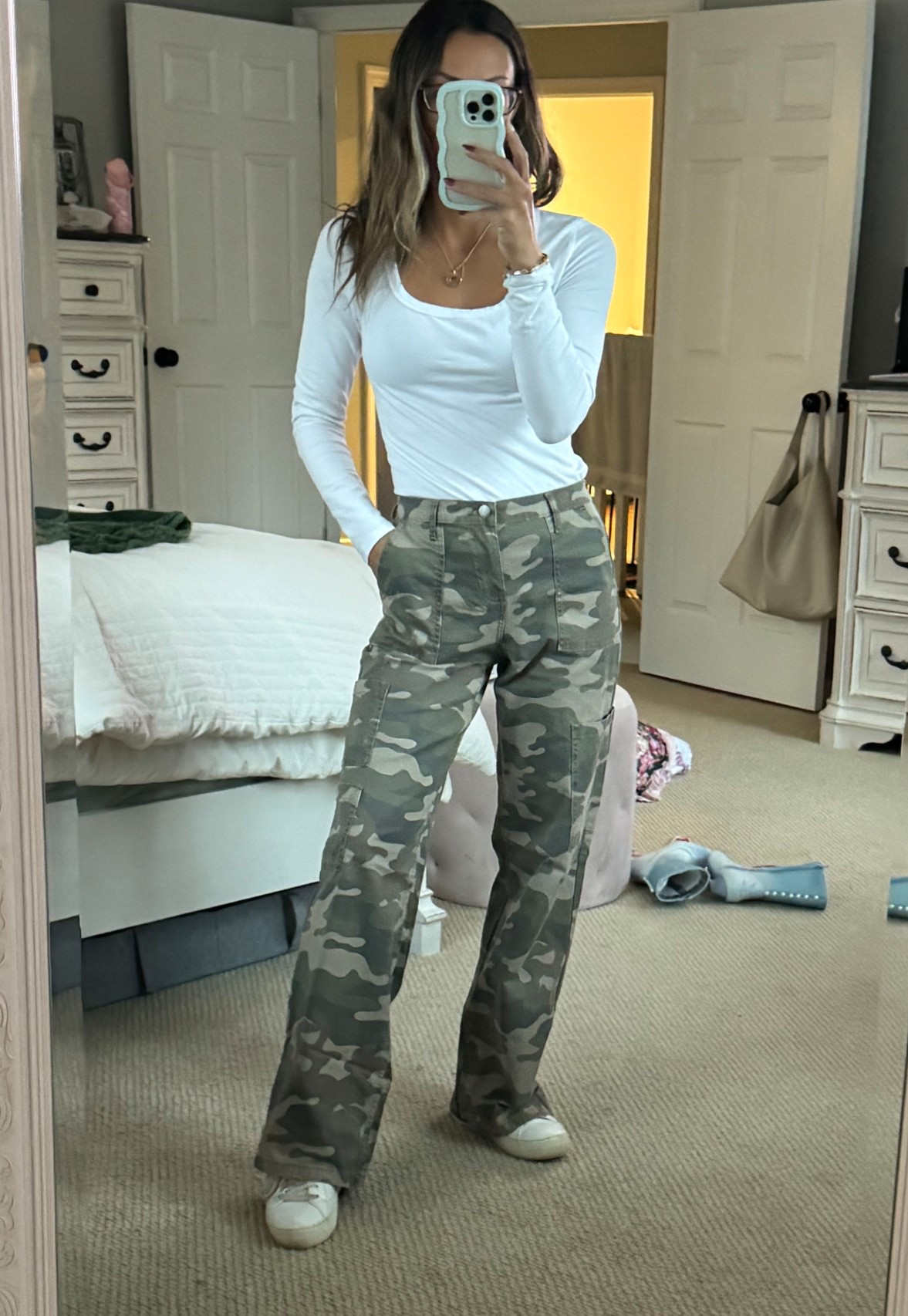 Camo cargo pants that actually fit so well 🙌 styled with a classic white long sleeve + sneakers — effortless fall look 🍂 #LTKFinds #LTKStyle #CargoPantsTrend

Camo pants | cargo pants | Walmart finds | affordable fashion | flattering pants | white long sleeve shirt | basic shirt | mom outfit | casual outfit | fall outside | Sahm outfit | platform sneakers | amazon style 

#LTKFindsUnder50 #LTKShoeCrush #LTKStyleTip