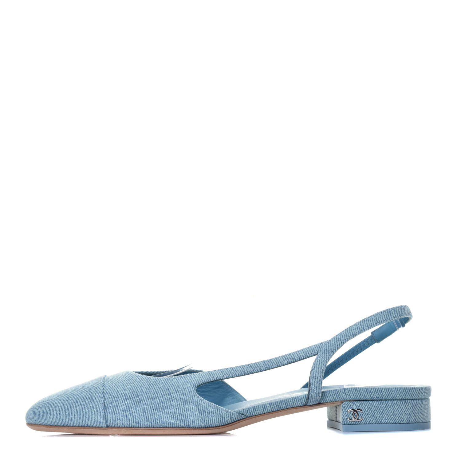 Denim CC Slingback Flats 40.5 Blue | Fashionphile