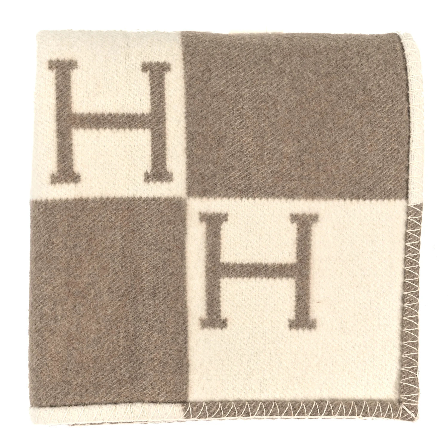 Wool Cashmere Avalon Baby Blanket Noisette Moyen White | FASHIONPHILE (US)