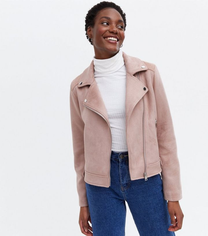 Pink Suedette Zip Biker Jacket
						
						Add to Saved Items
						Remove from Saved Items | New Look (UK)