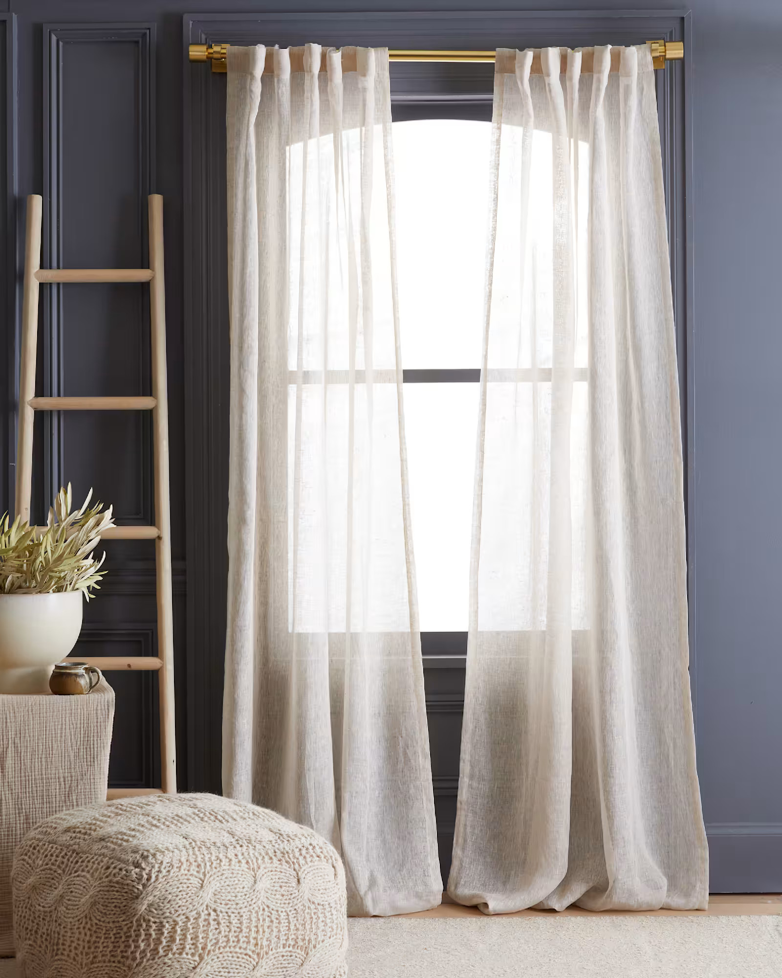 European Linen Sheer Curtain Set (Set of 2) | Quince