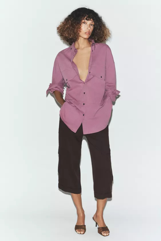 OVERSIZE HIGH-NECK SHIRT | Zara UK