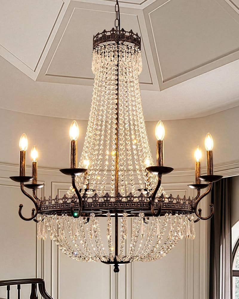 TOCHIC French Empire Crystal Chandelier, Vintage High Ceiling Chandelier | Amazon (US)