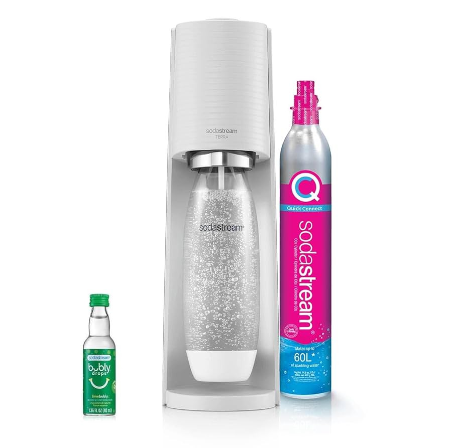 SodaStream Terra Sparkling Water Maker (White) with CO2, DWS Bottle and Bubly Drop | Amazon (US)