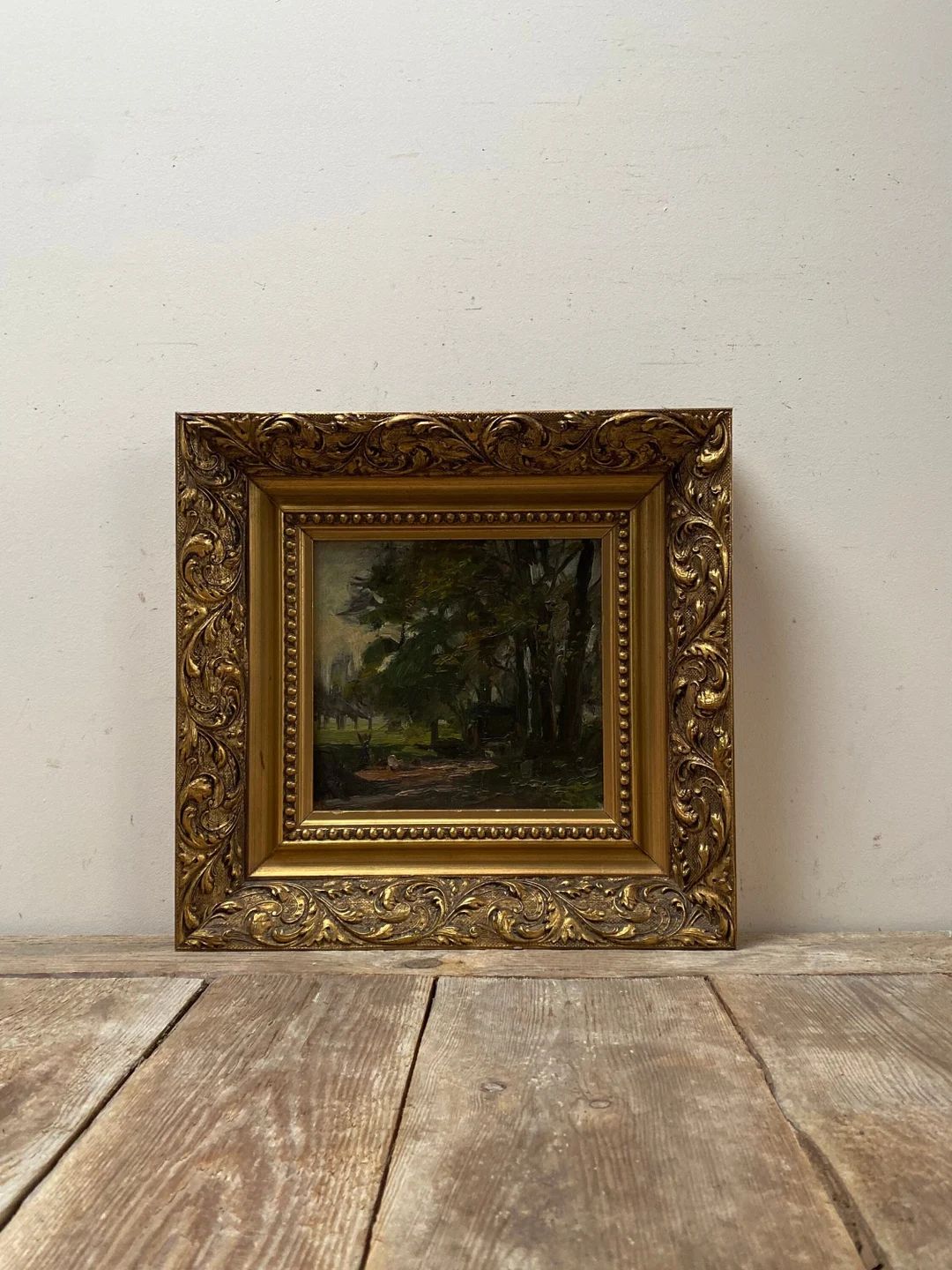 Dark Landscape Oil Painting, Dutch Oil Painting, Old Forest Lane, Gold Ornate Gesso Frame, Moody ... | Etsy (US)