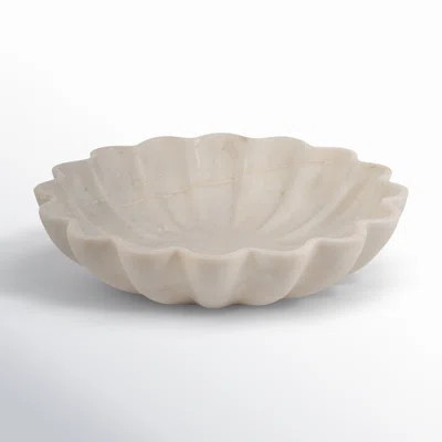 Calvin Marble, 12"D Shell Shaped Plate, White, Round | Wayfair North America