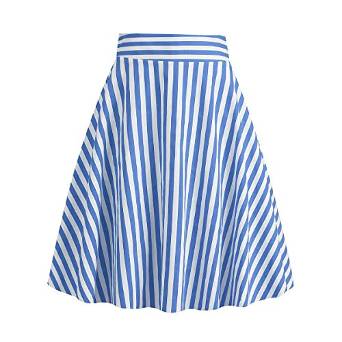 1950s Vintage Midi Skirts for Women Knee Length Striped A-Line Skirts Blue White Striped High Waisted Rockabilly Skirt Striped Knee Length Office Skirts Light Blue White Striped Medium | Amazon (US)