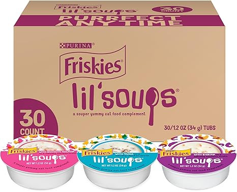 Purina Friskies Grain Free Wet Cat Food Lickable Cat Treats Variety Pack, Lil' Soups With Salmon,... | Amazon (US)