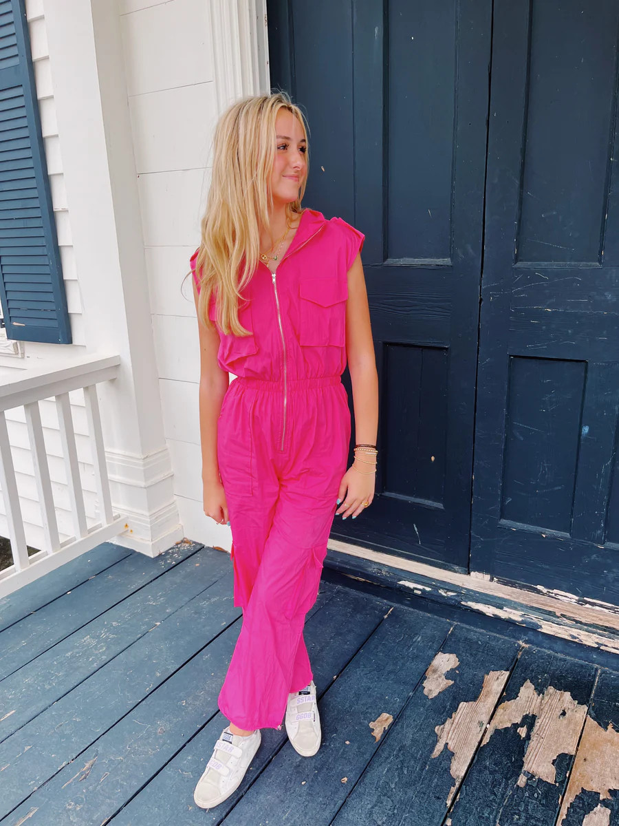 Work It Cargo Jumpsuit - Fuchsia | Triple Threads