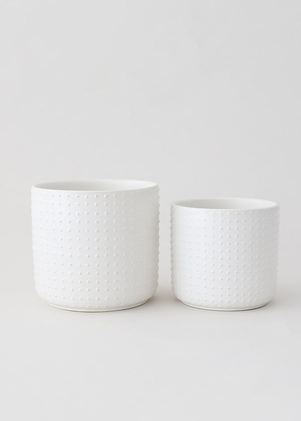 Set of 2 White Hobnail Ceramic Watertight Plant Pots - 5.25-6.25" Wide | Afloral (US)