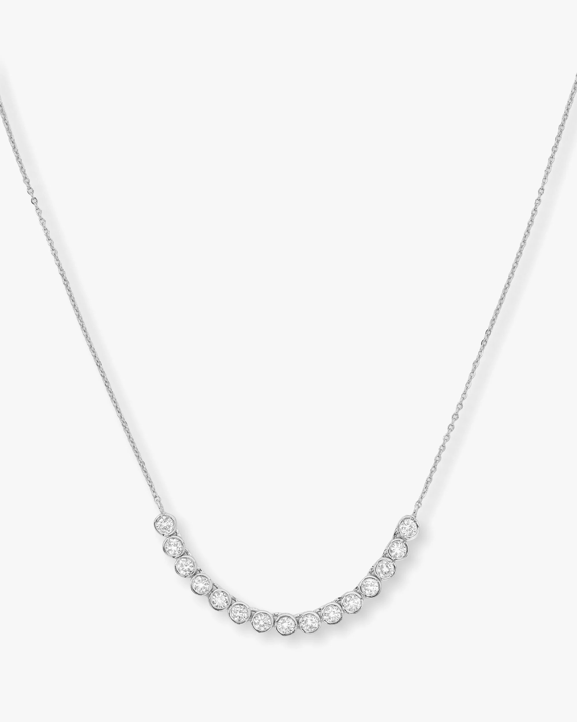 Baroness Tennis Chain Necklace - Silver|White Diamondettes | Melinda Maria