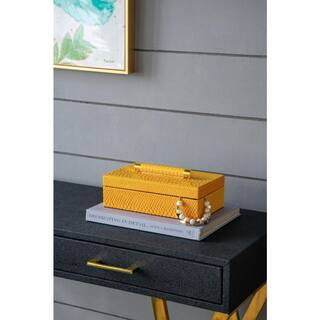 Orinoco Faux Leather Decorative Boxes Yellow (Set of 2) | The Home Depot