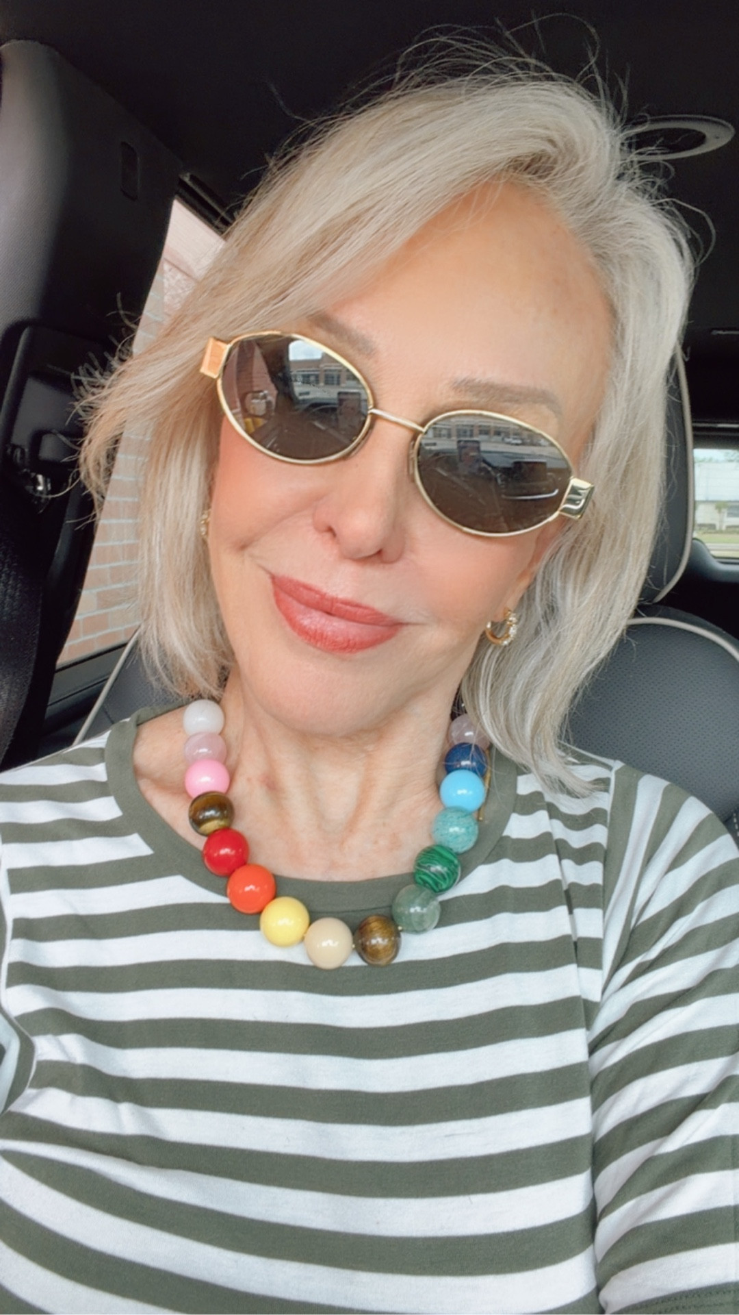 Celine oval gold sunglasses 
The Prism Royale Bubblegum Beaded Necklace features 18 vibrant circular beads crafted from genuine semi-precious stones and lustrous enamel accents, strung along a luxurious gold lurex cord that catches



#LTKWorkwear #LTKgrwm #LTKOver40