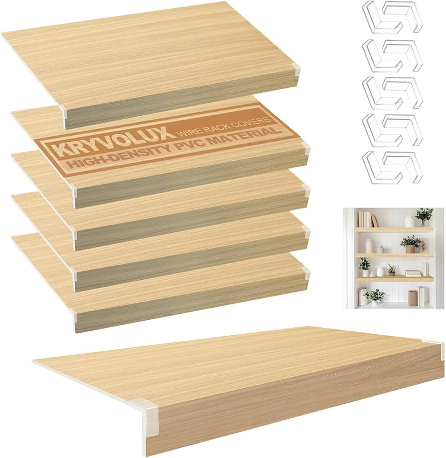 5 Pcs Wire Rack Covers 24x12x2.5 inch PVC Pantry Shelf Cover 0.31 inch Thick Removable Closet Wir... | Amazon (US)