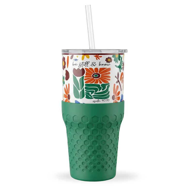 Biddlebee 30oz Insulated Stainless Steel Tumbler with Straw and Silicone Boot, Faith | Walmart (US)