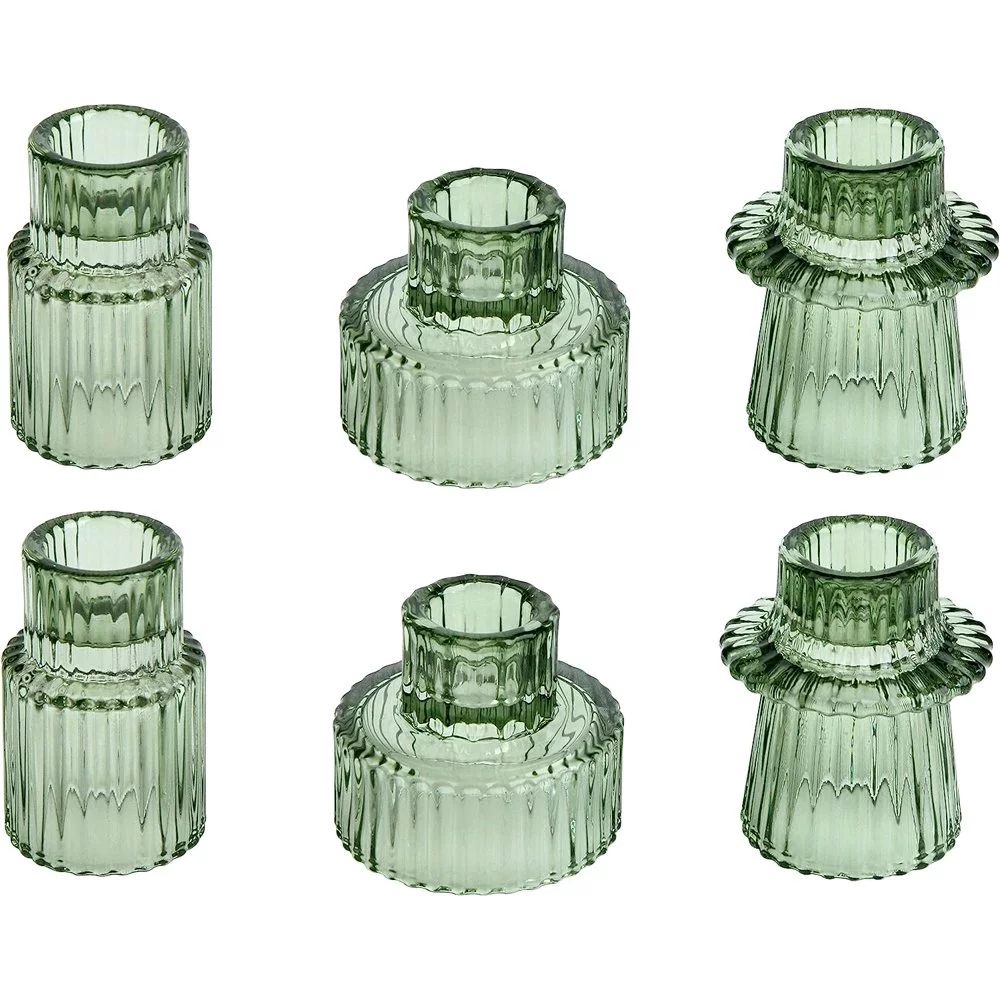 HofferRuffer Set of 6 Taper Glass Candle Holders, Tealight Candlestick Holders for Table Centerpi... | Walmart (US)