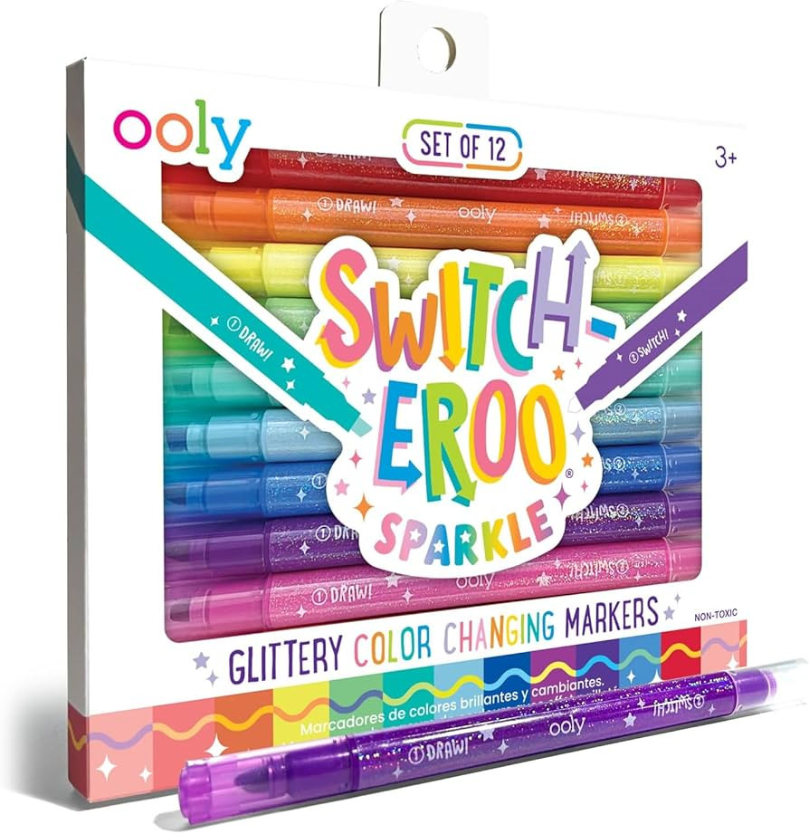 Ooly 12 Pack Sparkle Switch-eroo Color Changing Markers, Double Ended Chisel Tip Color Change Mar... | Amazon (US)