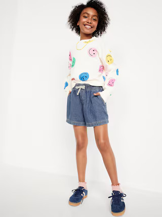High-Waisted Pull-On Jean Shorts for Girls | Old Navy (US)