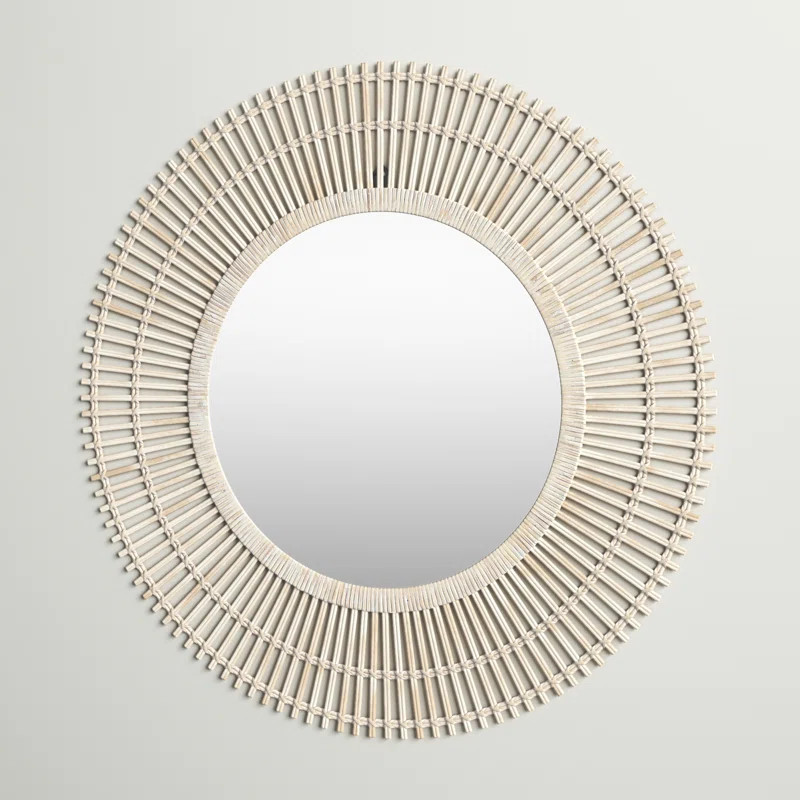 Bamboo Wood Handmade Wrapped Starburst Room Wall Mirror | Wayfair North America
