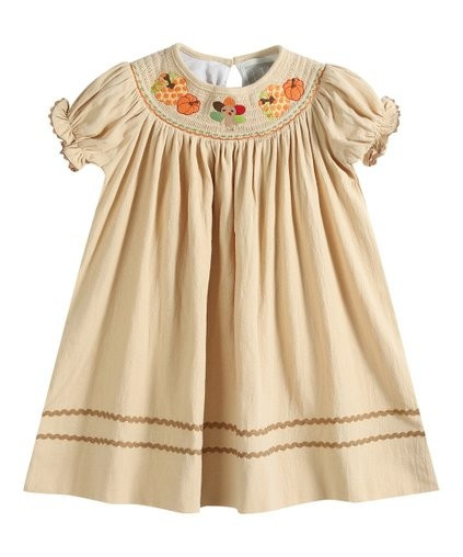 Tan Pumpkin Smocked Bishop Dress - Infant, Toddler &amp; Girls | Zulily