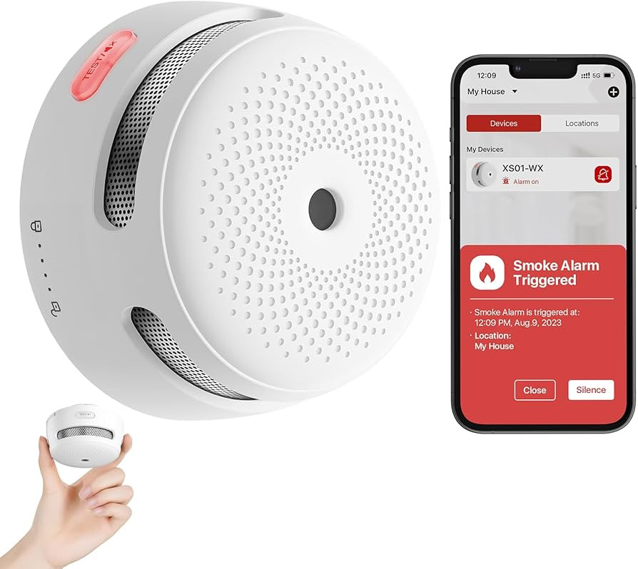 X-Sense Smart Smoke Detector Fire Alarm with Replaceable Battery, Wi-Fi Smoke Detector, Real-Time... | Amazon (US)