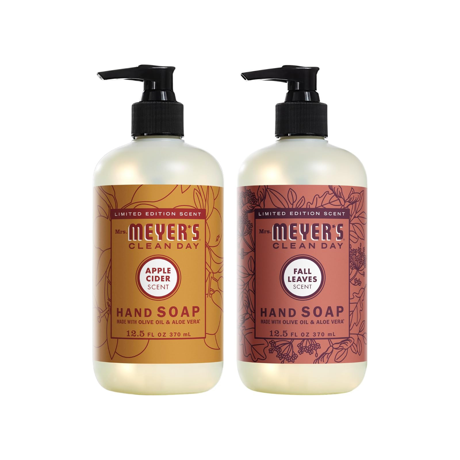 Mrs. MEYER'S CLEAN DAY Liquid Hand Soap 2 Pack Variety, 12.5 OZ Each, 1 CT (Apple Cider + Fall Le... | Amazon (US)