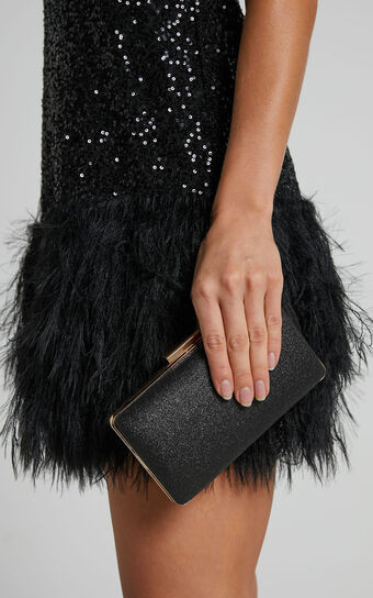 Kiara Glitter Clutch in Black | Showpo (US, UK & Europe)