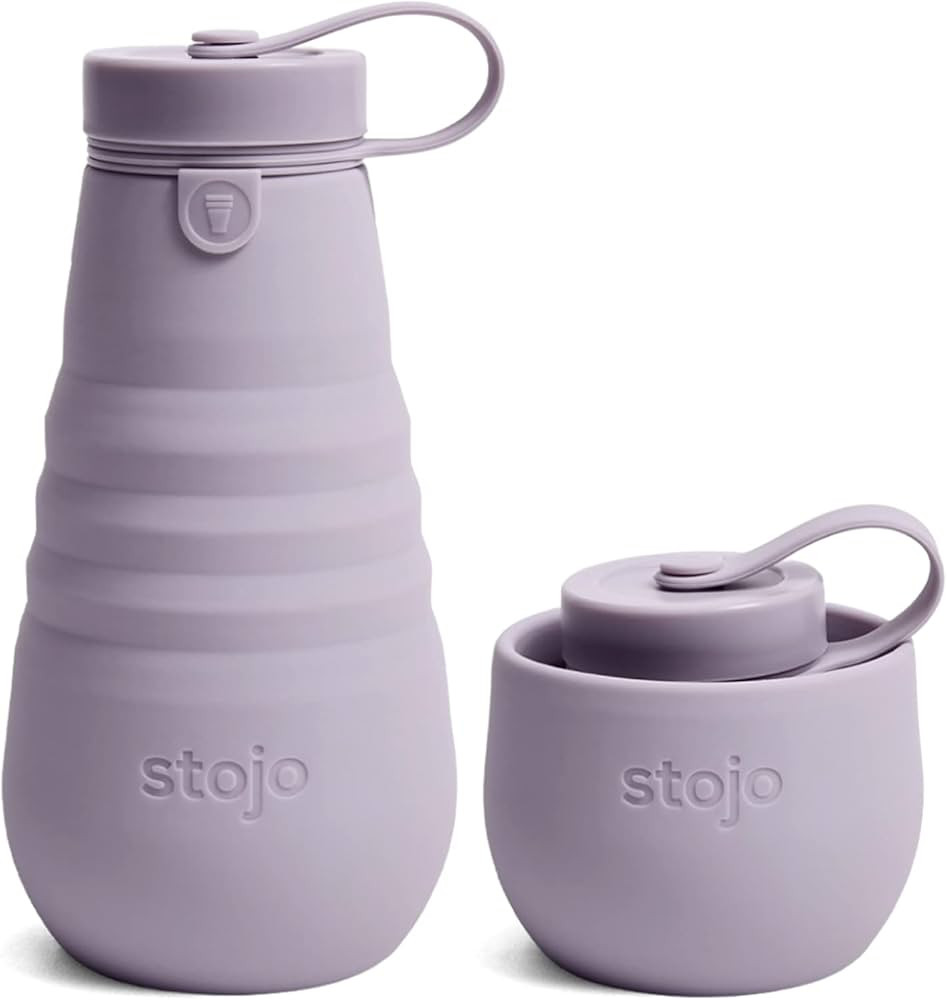 STOJO Collapsible Water Bottle – Lilac Purple, 20oz / 592ml - Leak-Proof Reusable Silicone Trav... | Amazon (US)