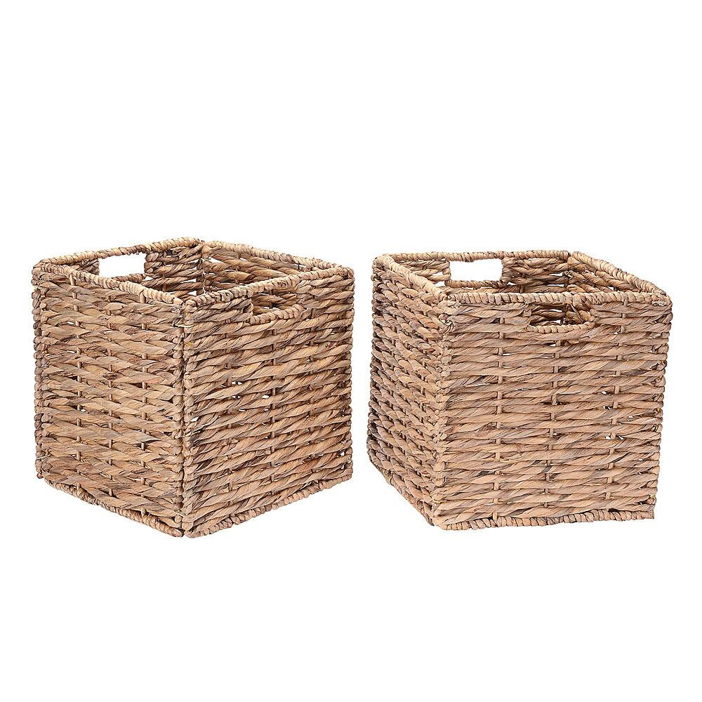 Hastings Home 12-Inch Square Handmade Twisted Wicker Storage Bin, Foldable Baskets made of Water Hya | Best Buy U.S.