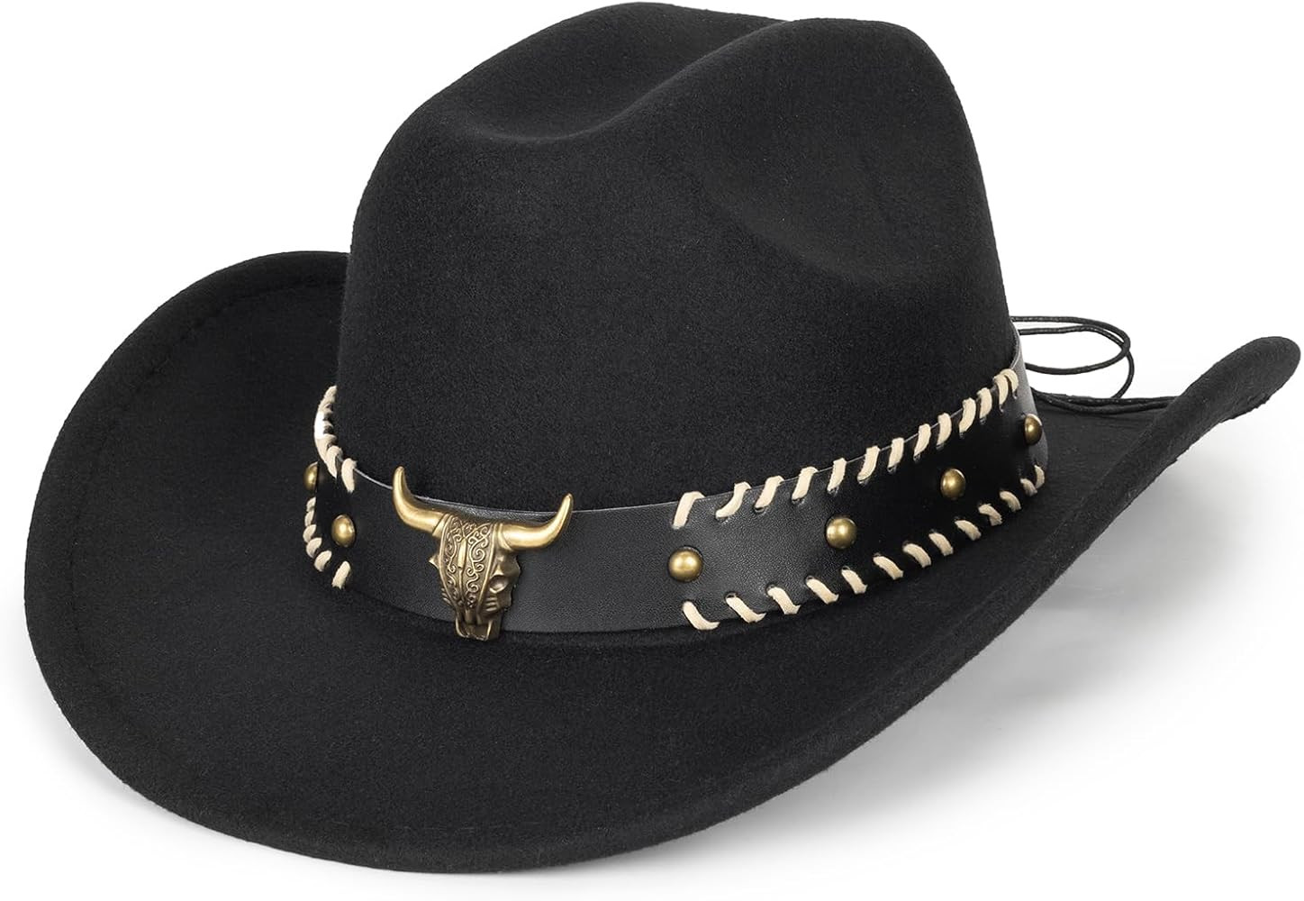 Classic-Western-Cowboy-Hat Wide-Brim Felt-Cowgirl-Fedora-Jazz-Hat for Women Men(Size:S-M) | Amazon (US)
