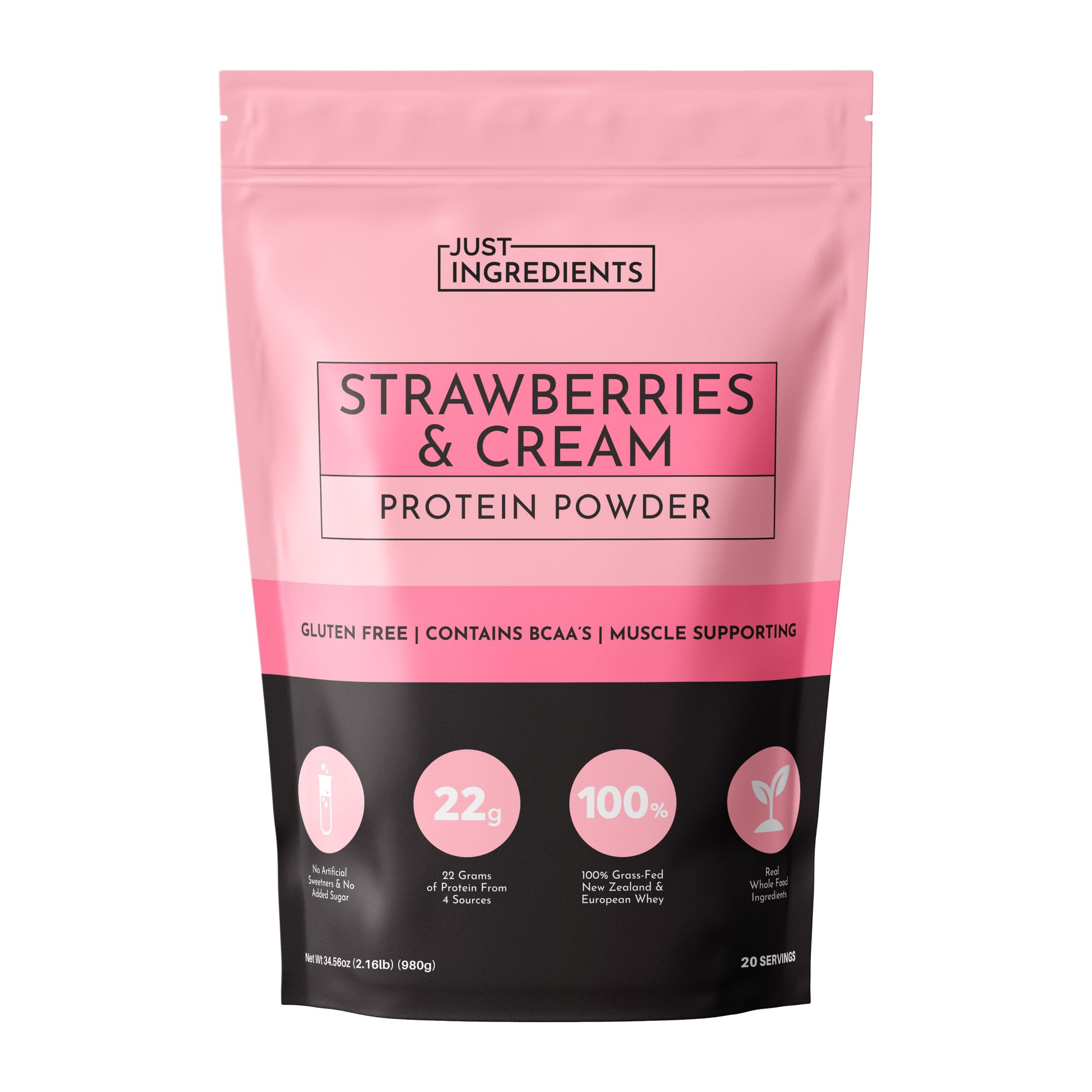 JUST INGREDIENTS Vanilla Bean Protein Powder – 20-Serving Blend with 100% Grass-Fed Whey & Orga... | Amazon (US)