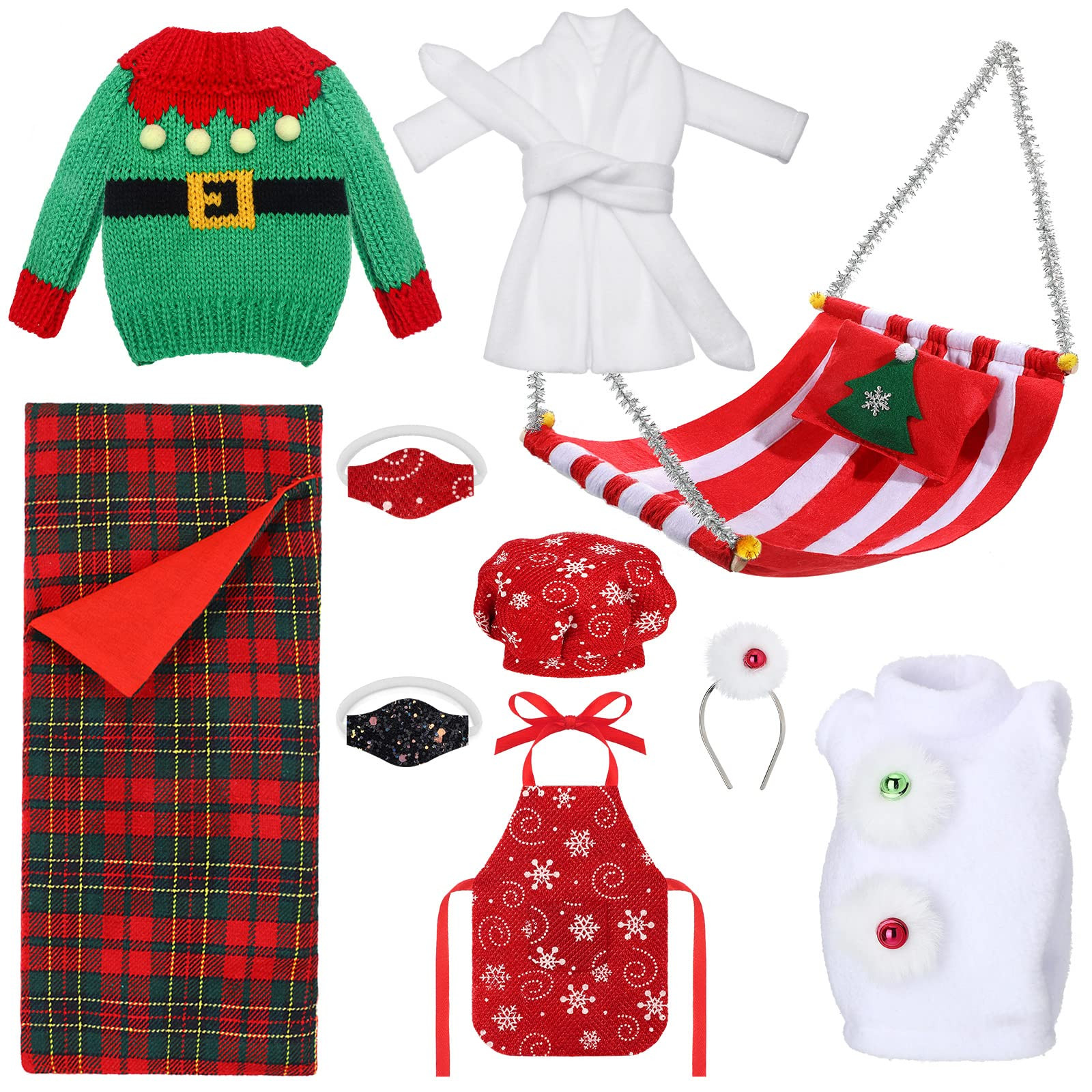 Aoriher 10 Pcs Christmas Doll Accessories Set Includes Christmas Doll Clothes Kit Sleeping Bag Ba... | Amazon (US)