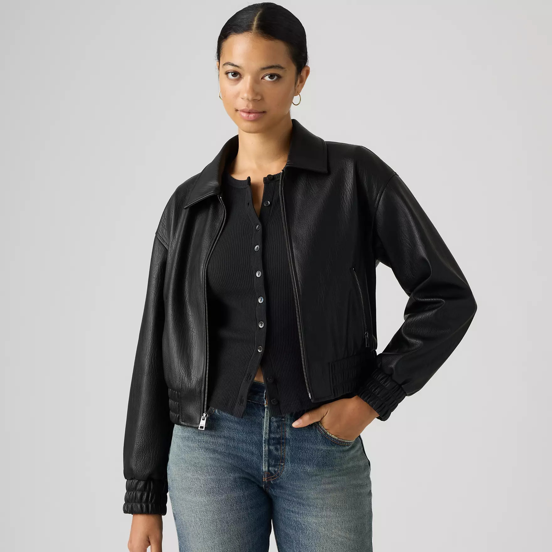 Faux Leather Cropped Bomber Jacket | Levi's US