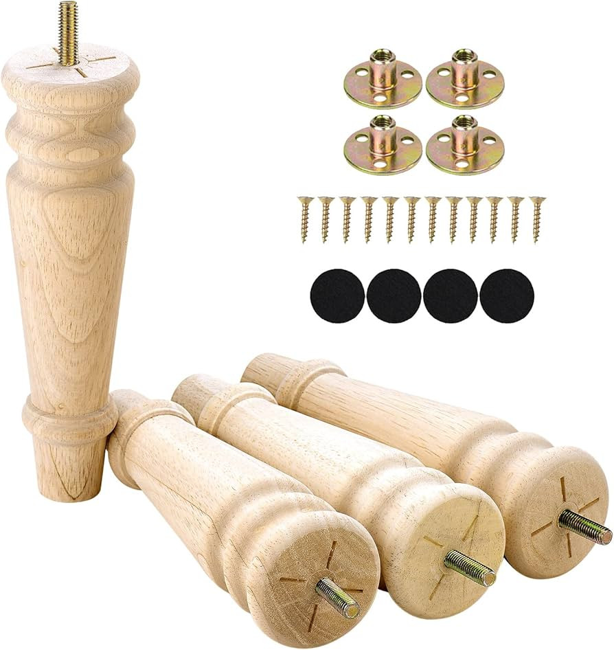 Maricome Unfinished Furniture Legs 8 inches Set of 4 Replacement Legs for Sofa Couch Cabinet Chai... | Amazon (US)